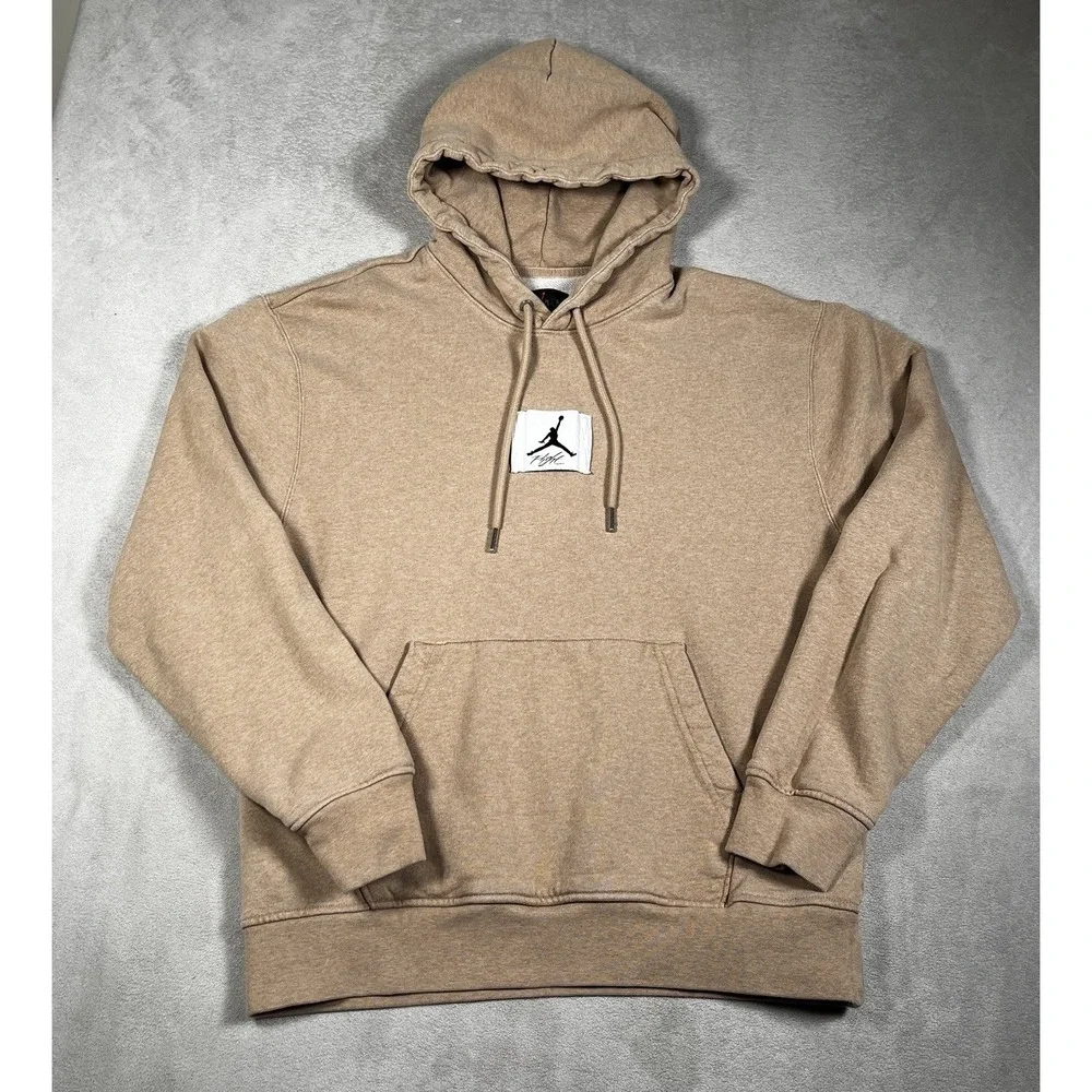 Jordan Flight Fleece Men's Small Pullover Hoodie Hemp-Heather DQ7338-201-EUC‎